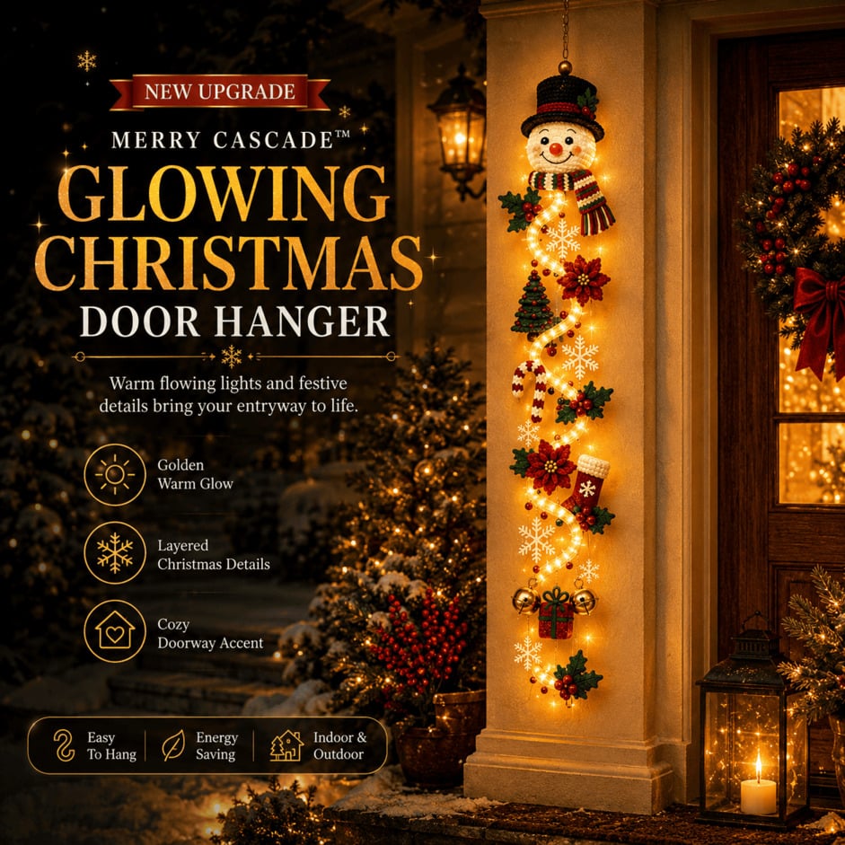 Light-Up Christmas Door Hanger – Warm Holiday Glow for Your Entryway
