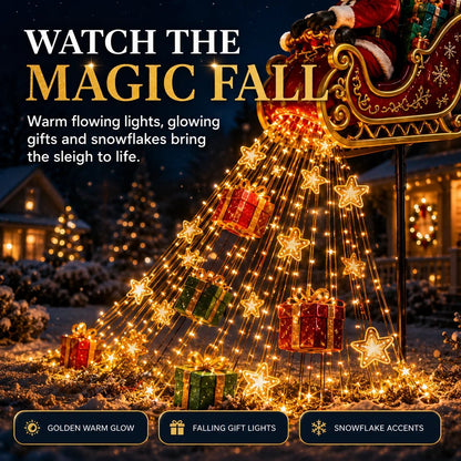 🎅2026 New Santa’s Flying Sleigh Gift Cascade – Solar Christmas Garden Light✨