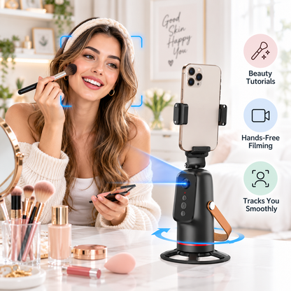 📱360° Auto Face Tracking Phone Holder – ✨Gesture Control Hands-Free Vlogging Stand