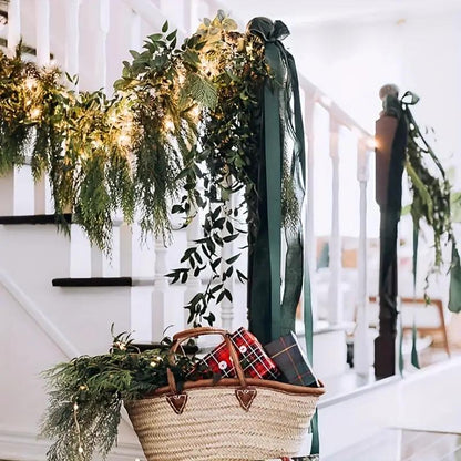 🎄Artificial Cedar Garland — 180cm Lush Greenery for Holiday Decorating