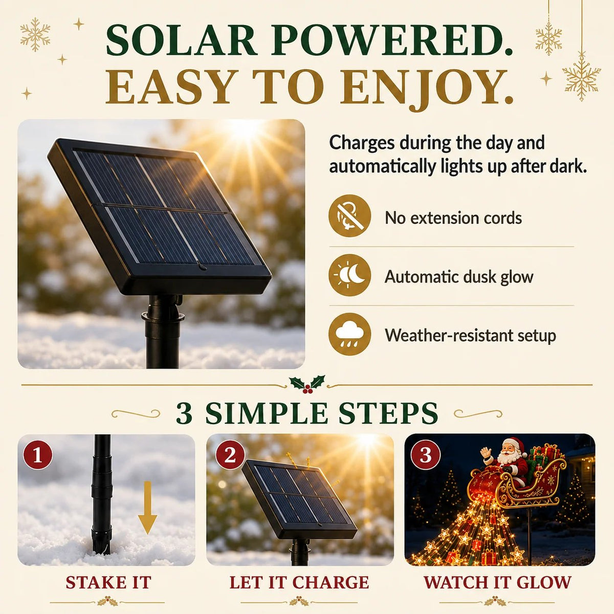 🎅2026 New Santa’s Flying Sleigh Gift Cascade – Solar Christmas Garden Light✨
