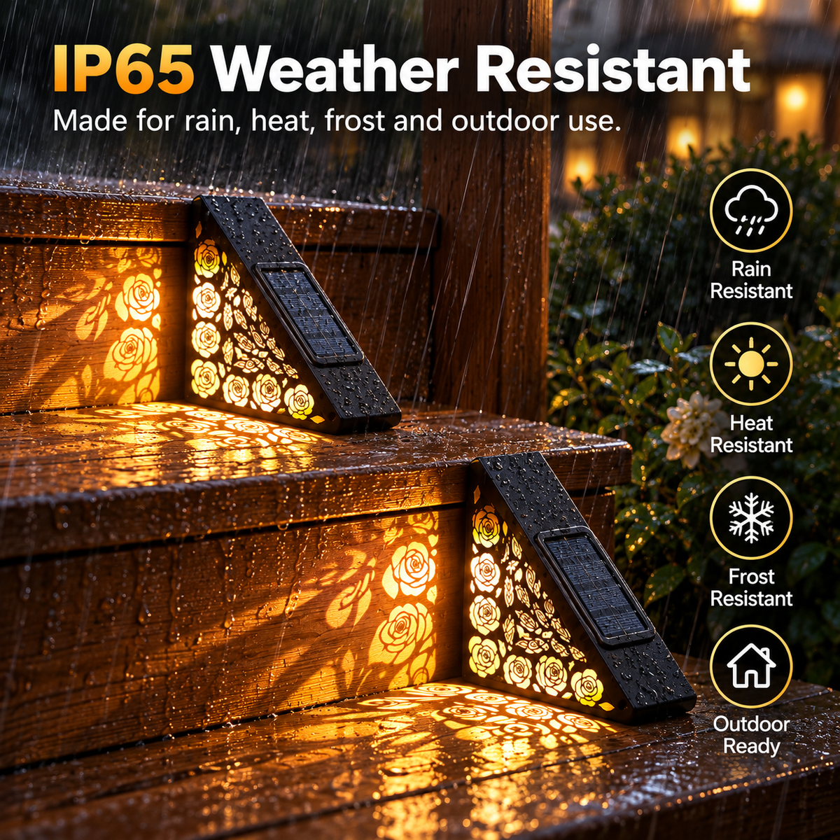 2-Pack Solar Step Lights – Automatic Dusk-to-Dawn Glow, No Wiring Needed for Steps, Porches & Garden Paths