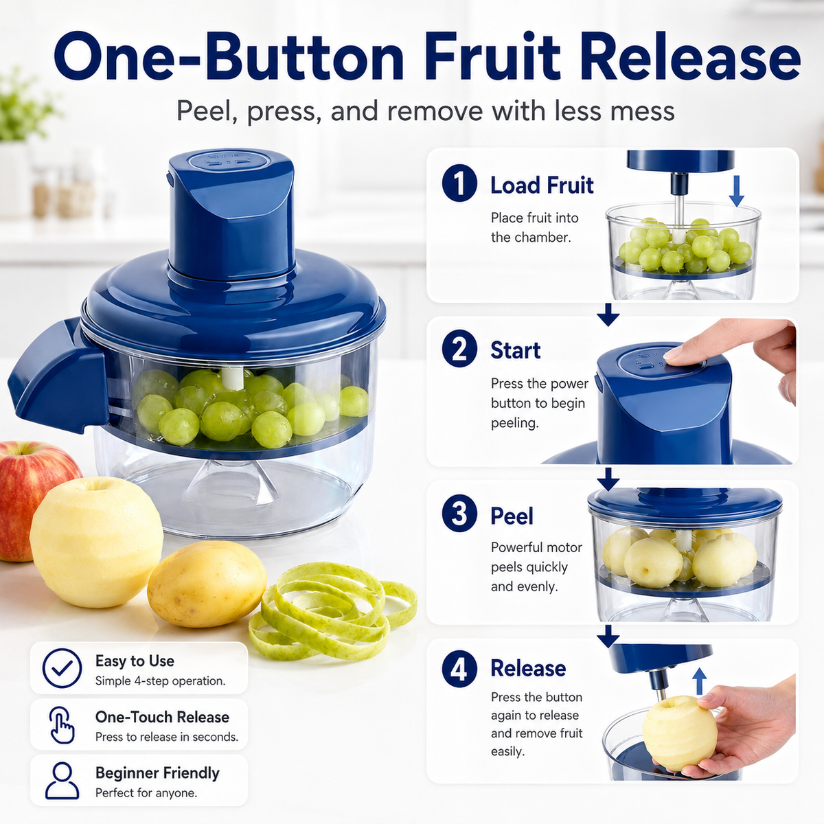 ⚡Electric Fruit & Vegetable Peeler - 50W 5-Blade Rechargeable Kitchen Tool