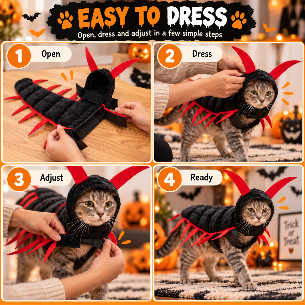 🐛Halloween Cat And Centipede Costume