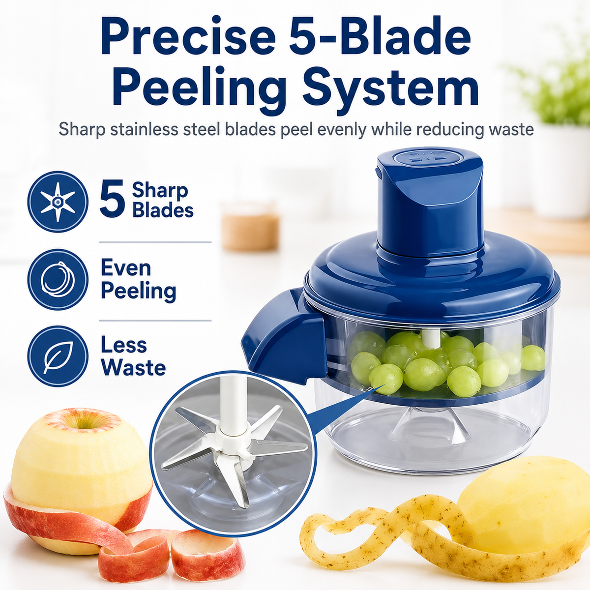 ⚡Electric Fruit & Vegetable Peeler - 50W 5-Blade Rechargeable Kitchen Tool