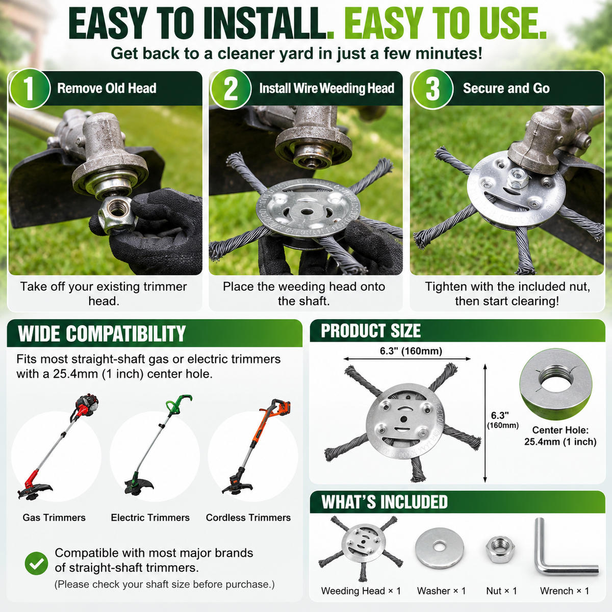 🌿 Steel Wire Weeding Head – Clean Driveways, Paver Gaps & Garden Edges with Less Hassle