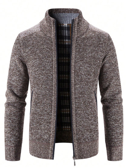Men Zip Up Thermal Cardigan