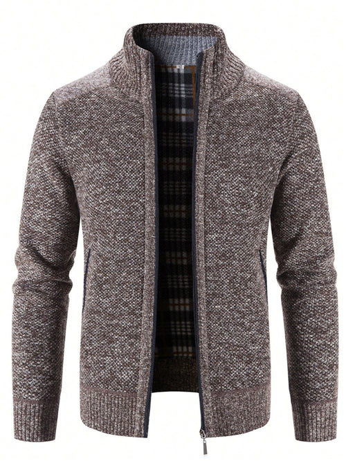 Men Zip Up Thermal Cardigan