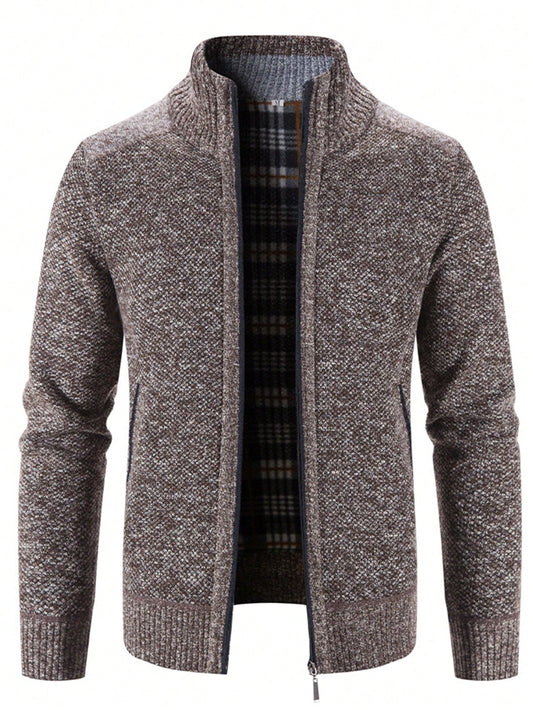 Men Zip Up Thermal Cardigan