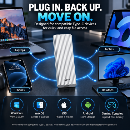 💾 16TB Portable Type-C Storage Drive – More Room for Photos, Videos & Files