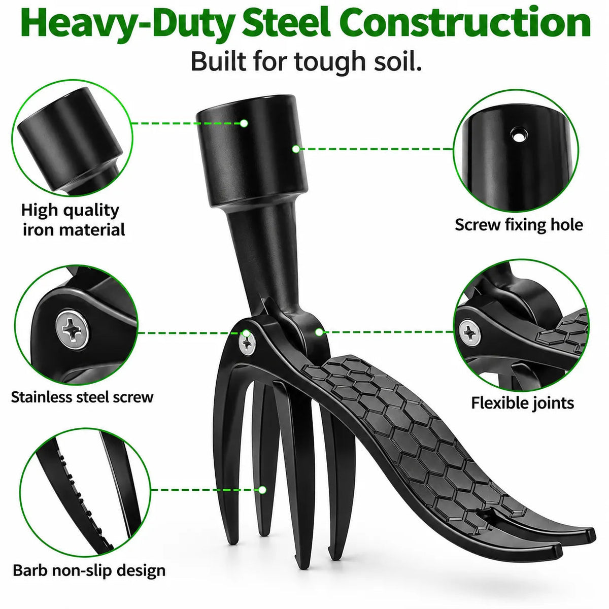 🌱 Root-Grip Garden Weed Puller – Easy Stainless Steel Weeding Tool