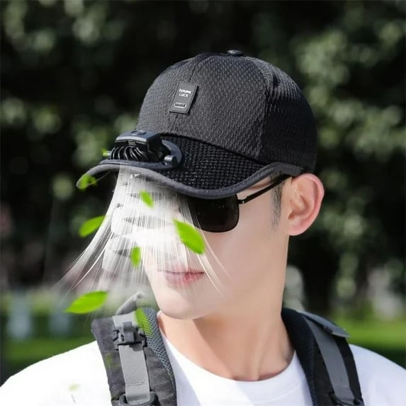 ☀️ Solar Fan Hat with USB Charging – Hands-Free Airflow for Hot Outdoor Days
