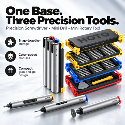 ⚡ 3-in-1 Modular Precision Tool System – Screwdriver, Mini Drill & Rotary Tool Setup
