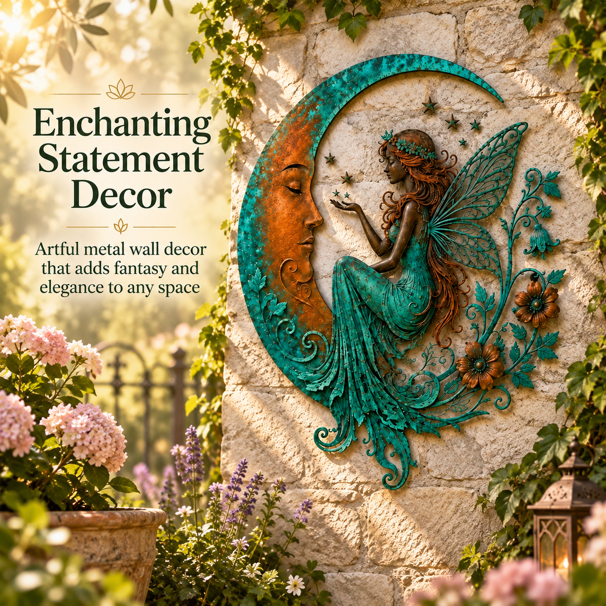 🌜Crescent Moon Garden Wall Decor – 6 Nature-Inspired Metal Styles