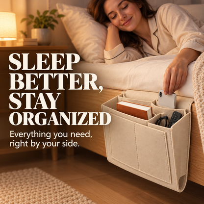 🛏️ Bedside Storage Organizer – Keep Phones, Books & Remotes Within Reach