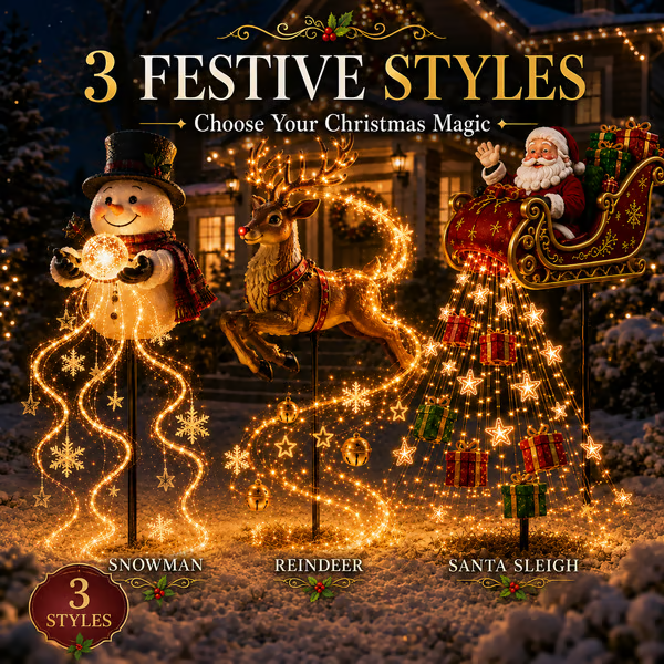 🎅2026 New Santa’s Flying Sleigh Gift Cascade – Solar Christmas Garden Light✨