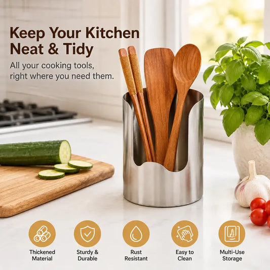 ✨Thickened Stainless Steel Utensil Organizer, Rust Resistant Easy to Clean