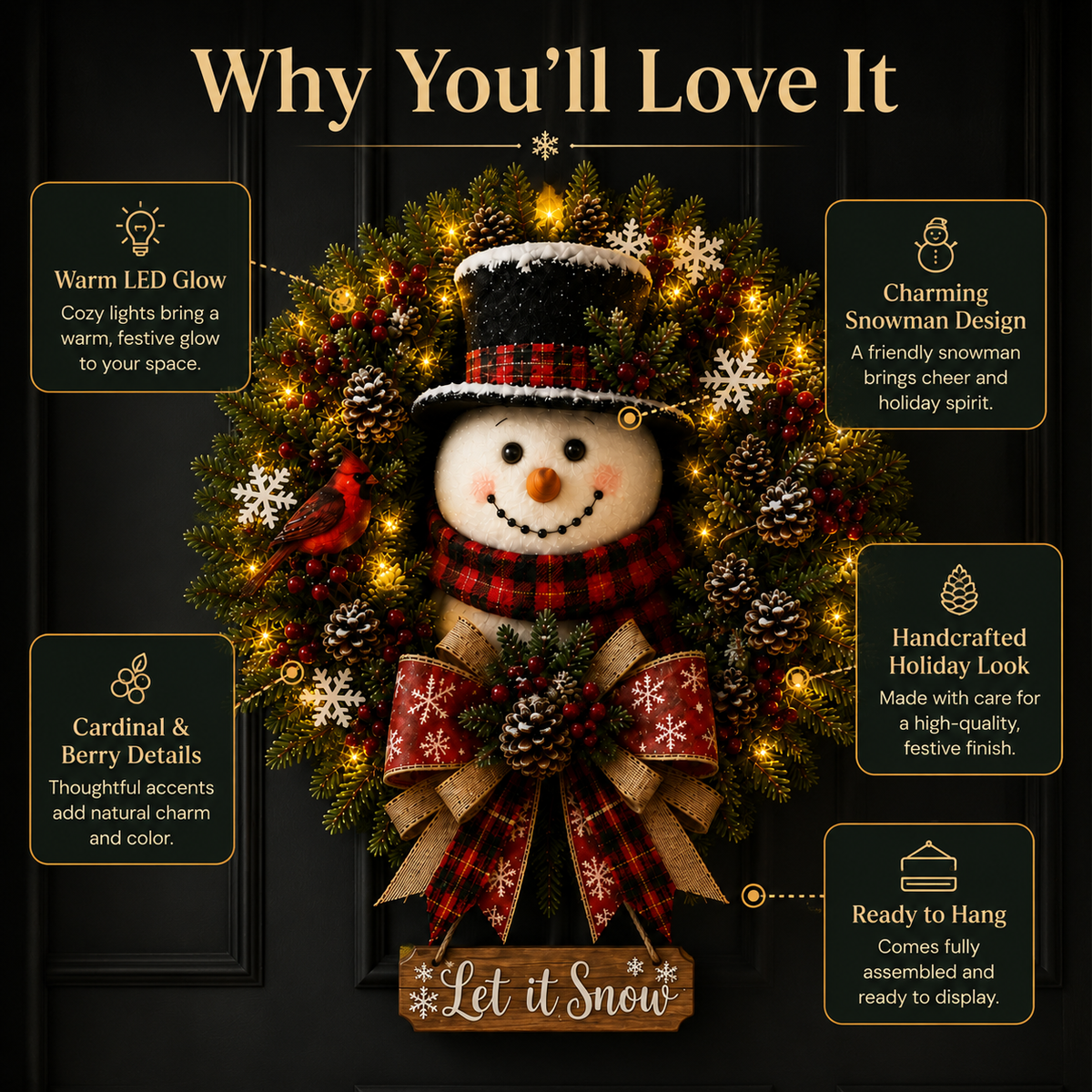 🔥Hot Sale 49% OFF -⛄ Snowman Glow Christmas Wreath
