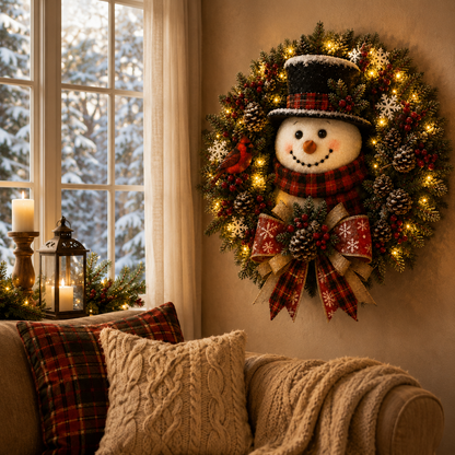 🔥Hot Sale 49% OFF -⛄ Snowman Glow Christmas Wreath