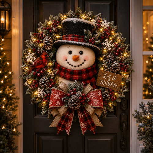 🔥Hot Sale 49% OFF -⛄ Snowman Glow Christmas Wreath