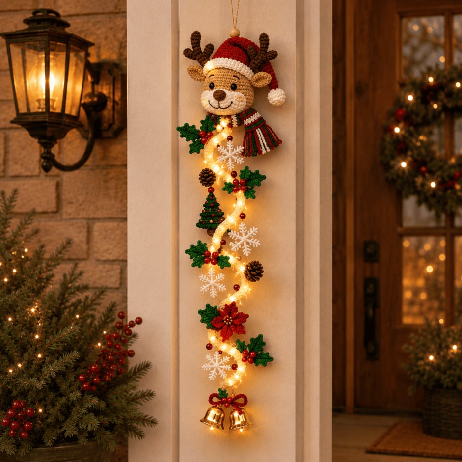 Light-Up Christmas Door Hanger – Warm Holiday Glow for Your Entryway