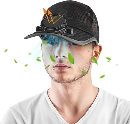 ☀️ Solar Fan Hat with USB Charging – Hands-Free Airflow for Hot Outdoor Days