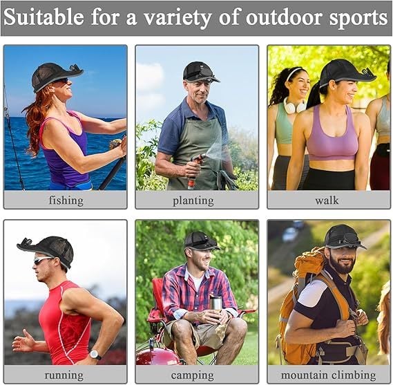 ☀️ Solar Fan Hat with USB Charging – Hands-Free Airflow for Hot Outdoor Days