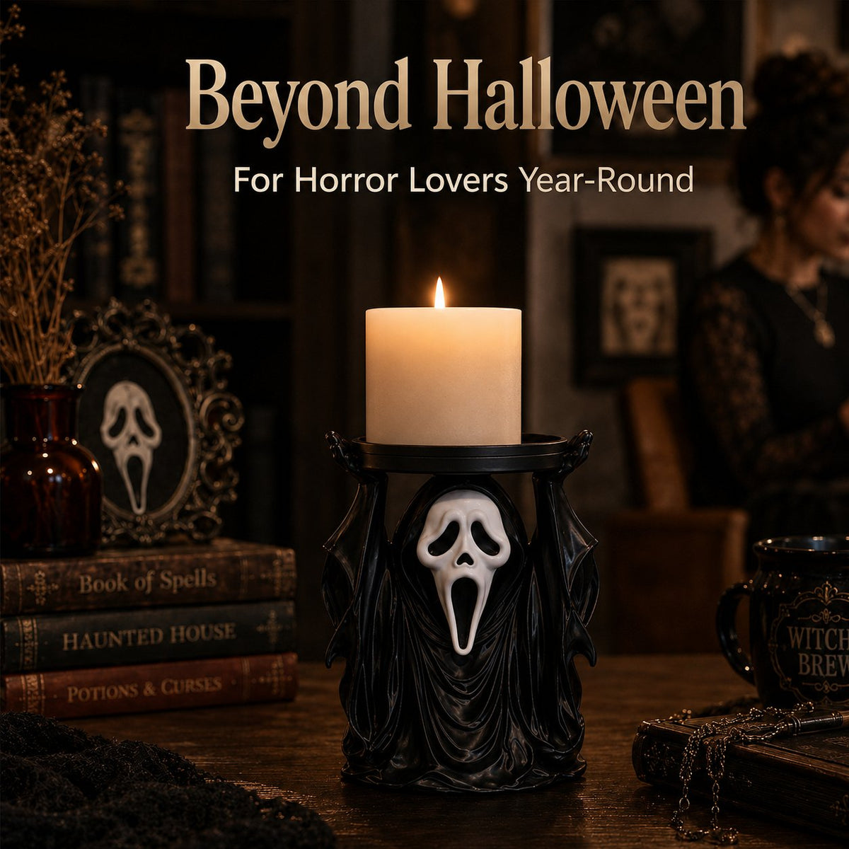 👻 Ghostface Scream Candle Pedestal Holder