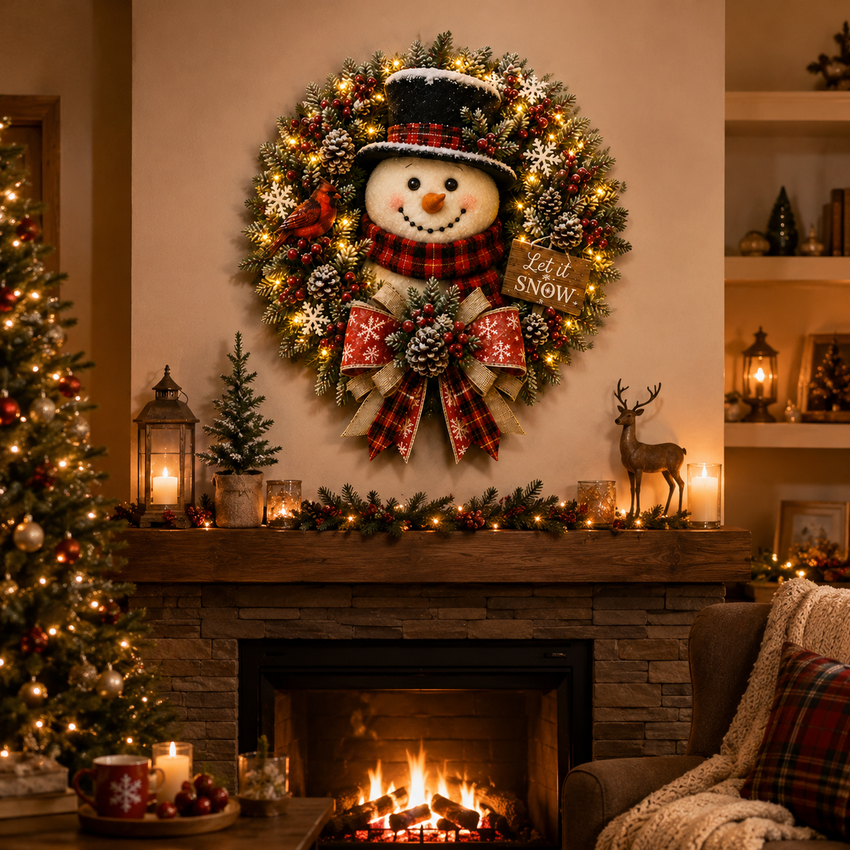 🔥Hot Sale 49% OFF -⛄ Snowman Glow Christmas Wreath