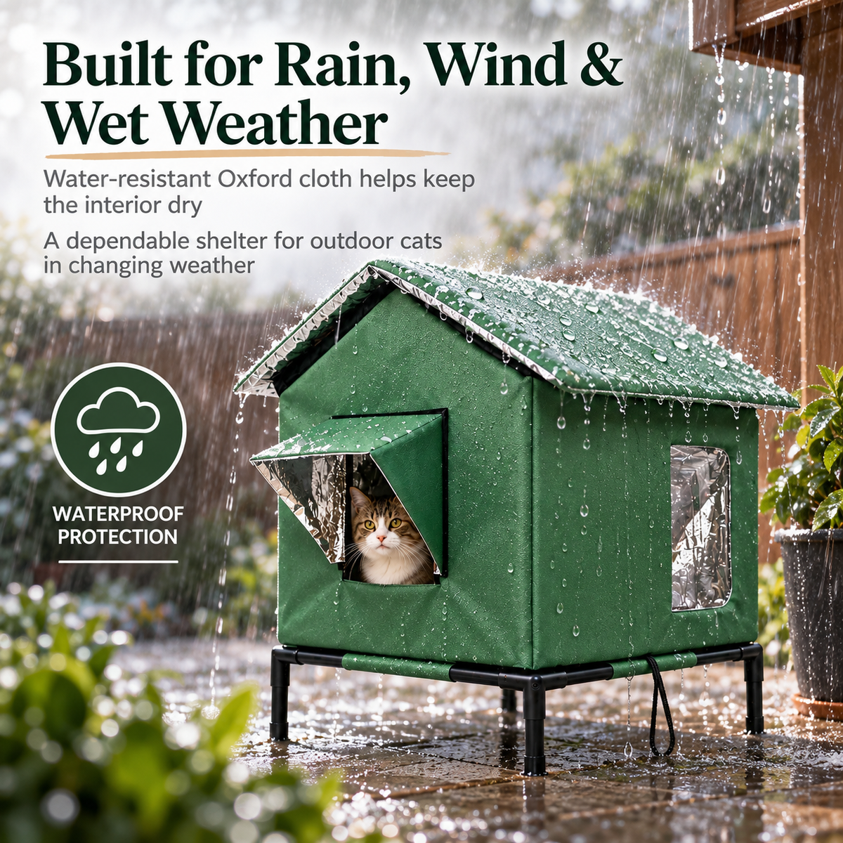 🐱 LIMITED-TIME 50% OFF! ✨ All-Weather Elevated Outdoor Cat House – Waterproof, Thermal Lining, Foldable