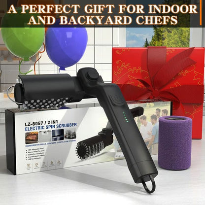 🔥Electric BBQ Grill Brush Cordless and Rechargeable Stainless Steel Bristles,Two Cleaning Brushes,Adjustable Angle