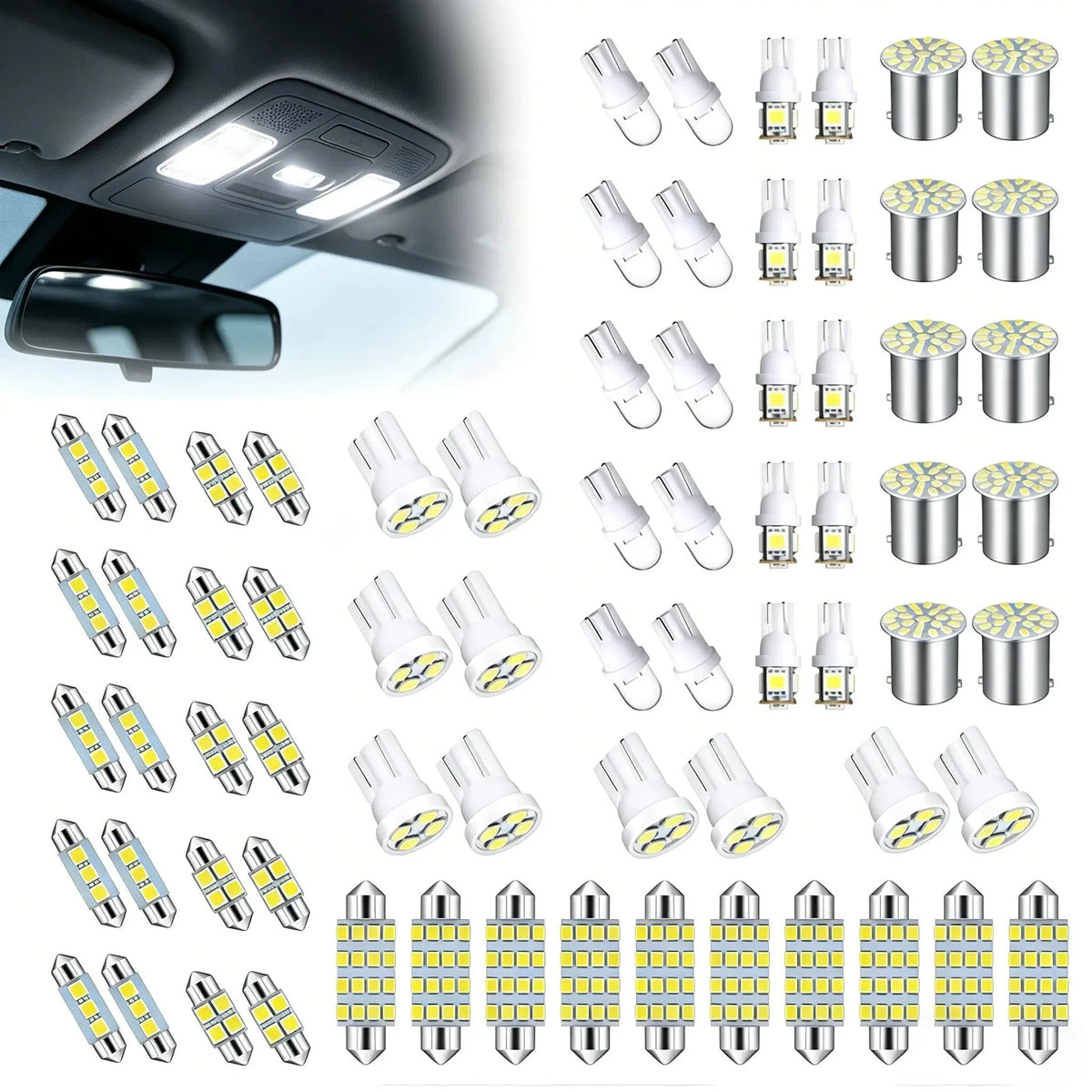 💯 Super Bright White Interior Car Lights Kit Set