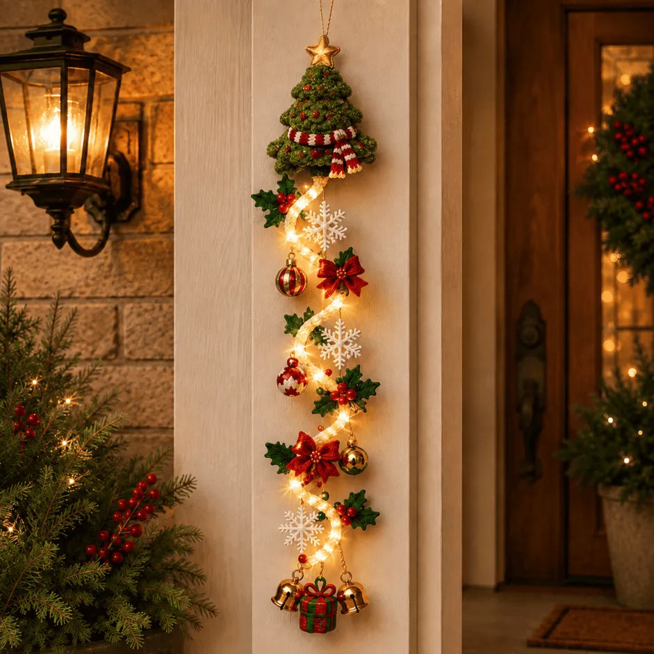 🎄✨ Light-Up Christmas Door Hanger – 6 Festive Holiday Designs