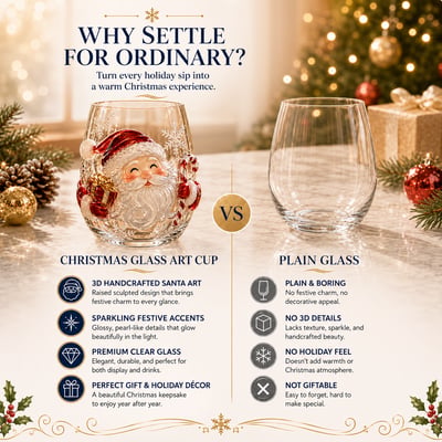 🎅✨Magical Christmas 3D Glass Cup Collection – Santa, Reindeer, Snowman & Christmas Tree