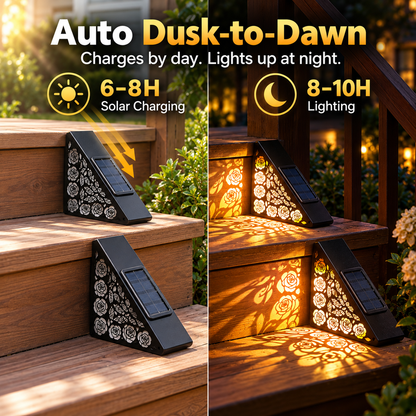 2-Pack Solar Step Lights – Automatic Dusk-to-Dawn Glow, No Wiring Needed for Steps, Porches & Garden Paths