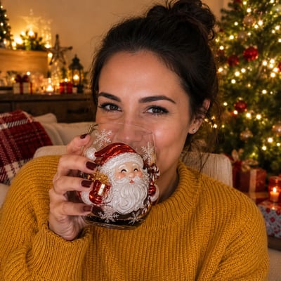 🎅✨Magical Christmas 3D Glass Cup Collection – Santa, Reindeer, Snowman & Christmas Tree