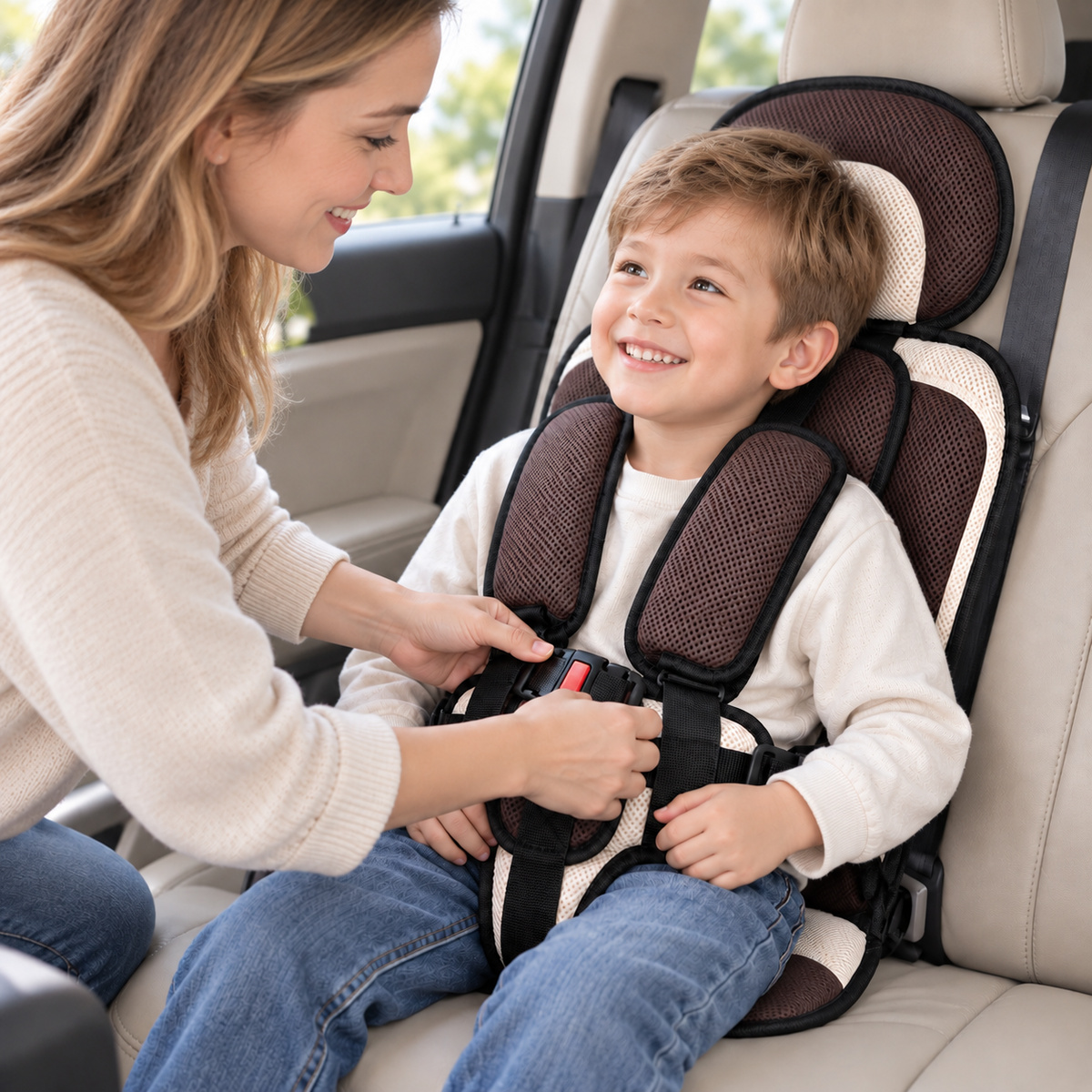 🧒 50% OFF NOW! 🚗 Foldable Child Car Safety Seat – Lightweight, Portable & Fits 0-12 Years – For Cars, Planes & Trains 🛡️
