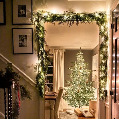 🎄Artificial Cedar Garland — 180cm Lush Greenery for Holiday Decorating