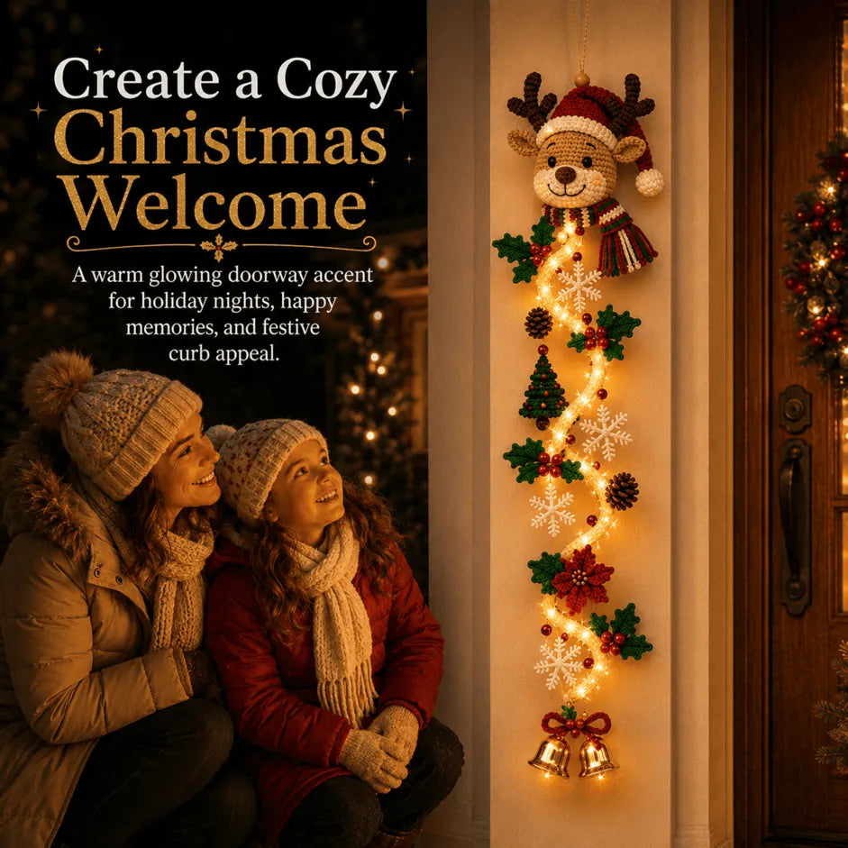 🎄✨ Light-Up Christmas Door Hanger – 6 Festive Holiday Designs