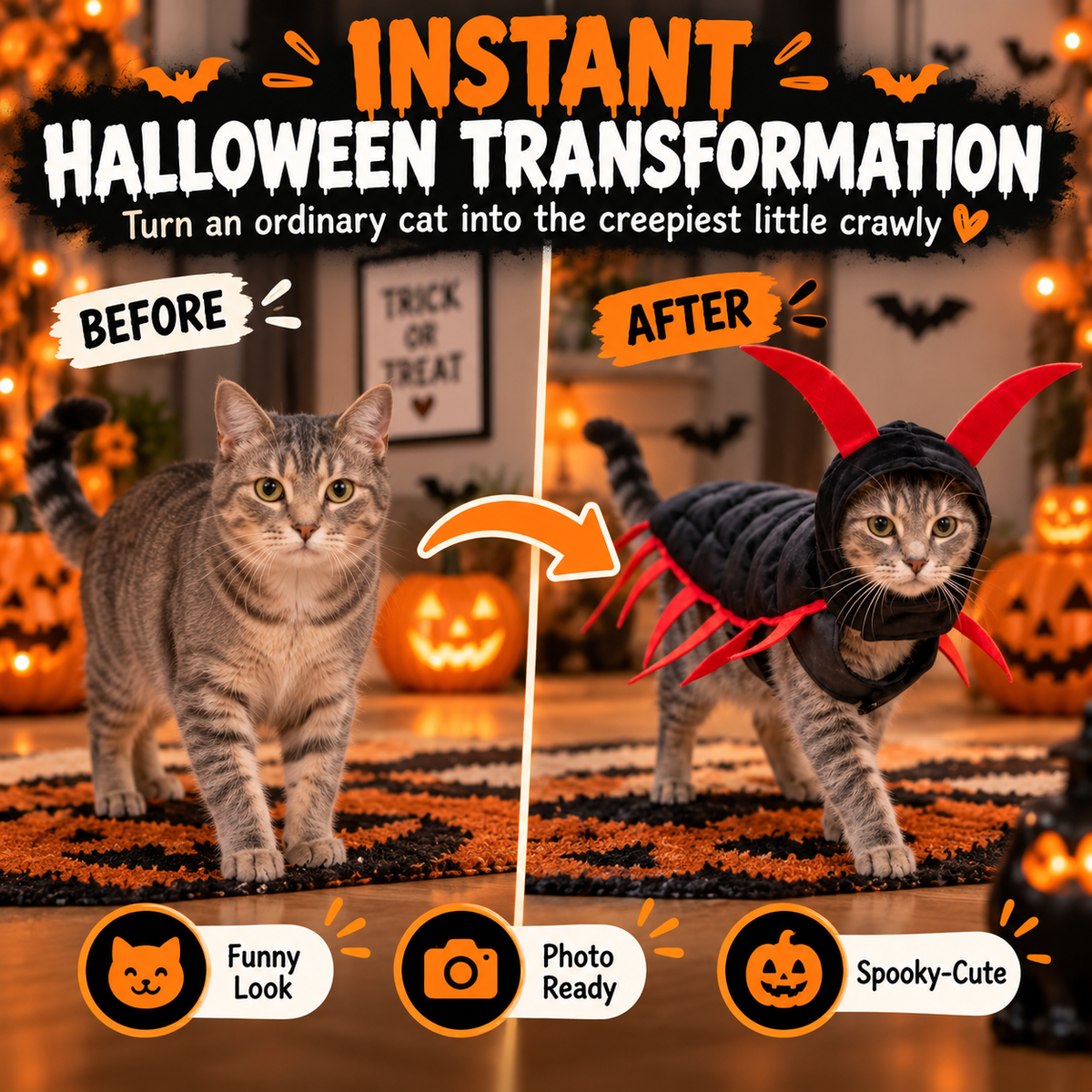 🐛Halloween Cat And Centipede Costume