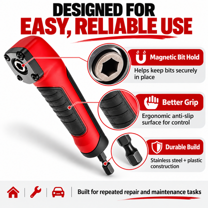 🧰90° Right Angle Drill Adapter – Reach Screws in Tight Spaces