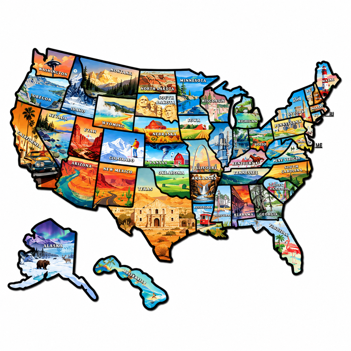 🔥🗺️RV State Sticker Travel Map—Document Your American Adventures in Style