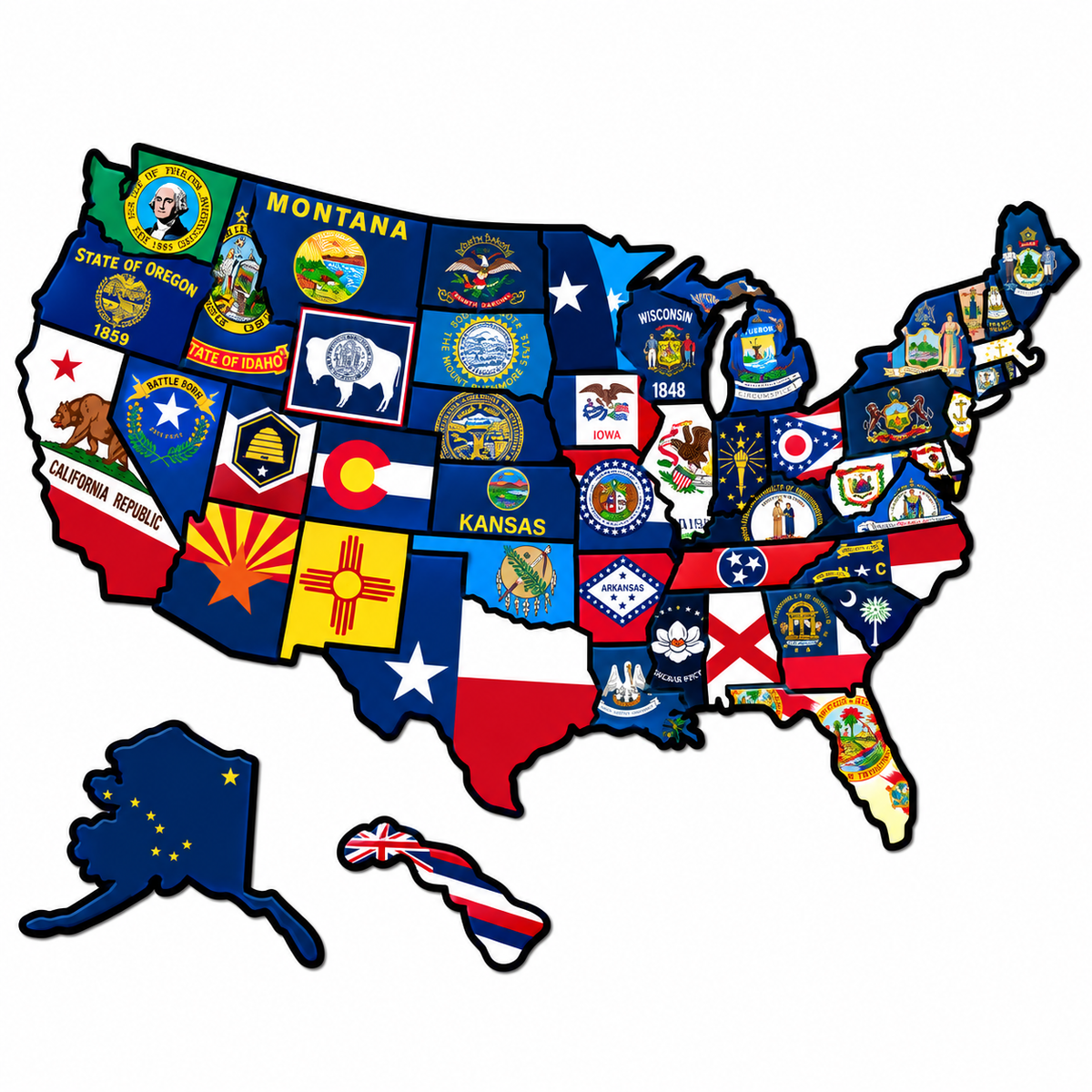 🔥🗺️RV State Sticker Travel Map—Document Your American Adventures in Style