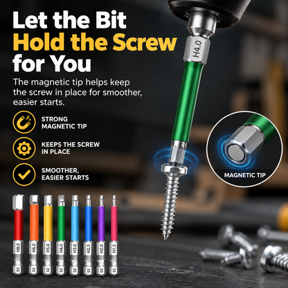 🧲Magnetic Hex Bit Set — 8 Sizes, Color-Coded, S2 Steel, 65mm