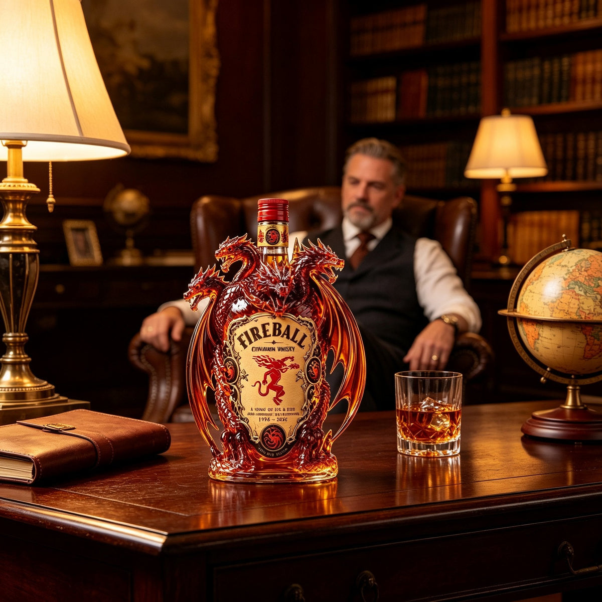 🐉 Dragon Sculpted Collector Bottle – Amber Home Bar Display