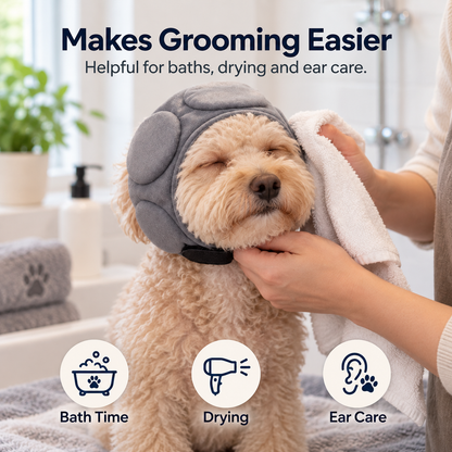 🐶 Soft Padded Dog Ear Comfort Wrap – Adjustable Head Cover for Storms, Grooming & Travel