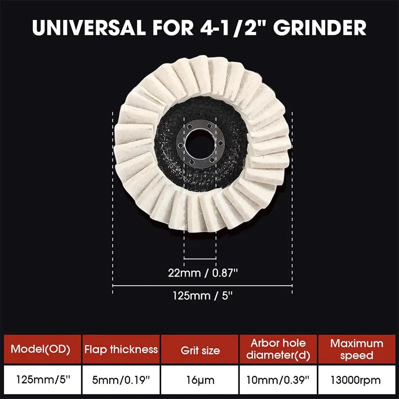 Premium Wool Felt Polishing Flap Disc for Angle Grinders - Mirror Finish Made Easy