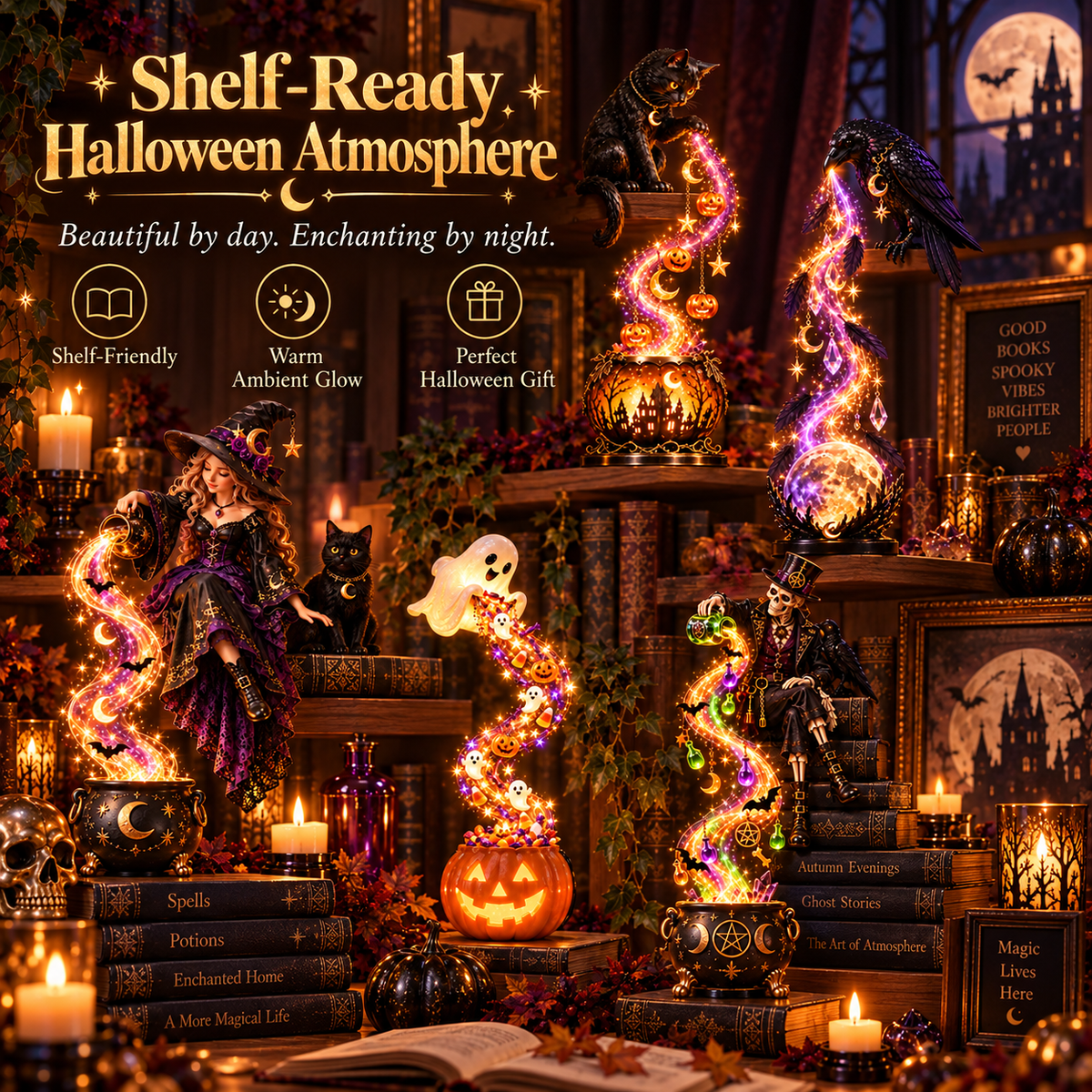 🧙 49% OFF | Witch Cascade Shelf Light – A Magical Glow for Halloween Night ✨