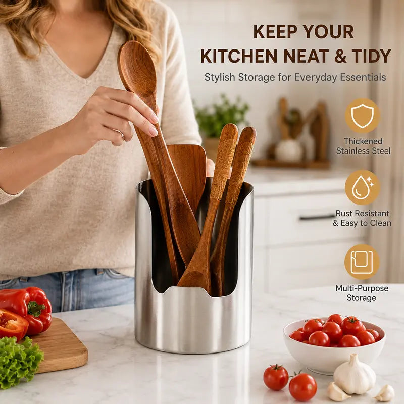 ✨Thickened Stainless Steel Utensil Organizer, Rust Resistant Easy to Clean