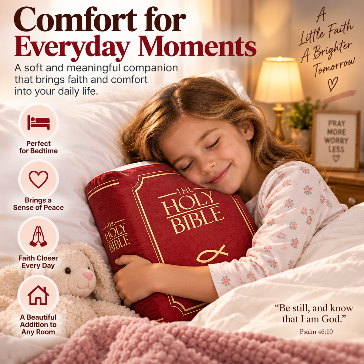 📖 Faith-Inspired Bible Pillow – Soft Book-Shaped Cushion for Home & Gifting